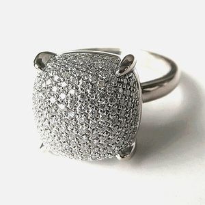 Tiffany & Co 18K White Gold Diamond Sugar Stack Ring